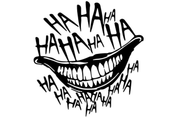 Humorous Illustration of a Mouth with the Word 'Haha' Surrounding It