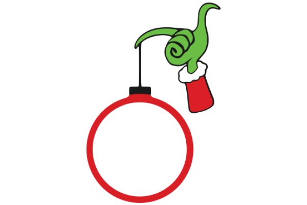 A Festive Scene with a Red Circle and a Green Alien