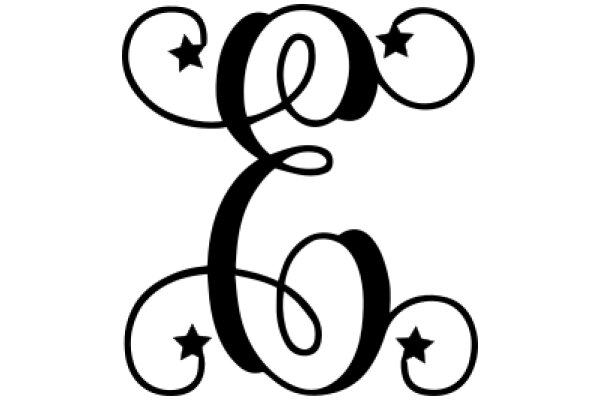 Stylized Monogram with Star and Swirl Design