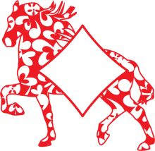 Vivid Red Horse and Diamond Pattern