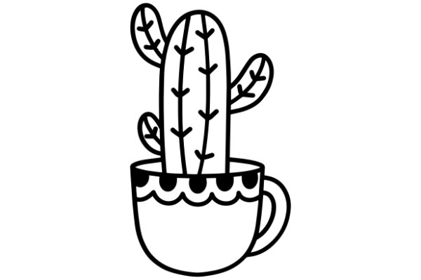 A Simple, White Background with a Cactus and Coffee Cup