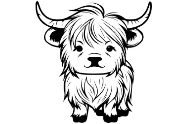 Stylized Illustration of a Highland Cow