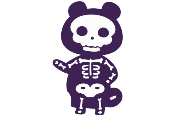 A Playful Purple Bear with a Skeletal Heart