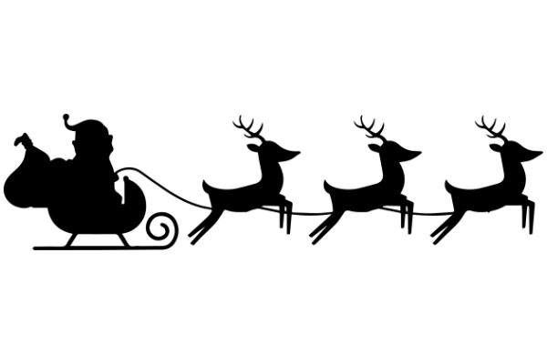 Silhouette Christmas Scene: Santa Claus and Reindeer