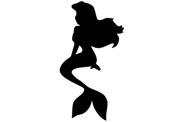 A Silhouette of a Mermaid in a White Background