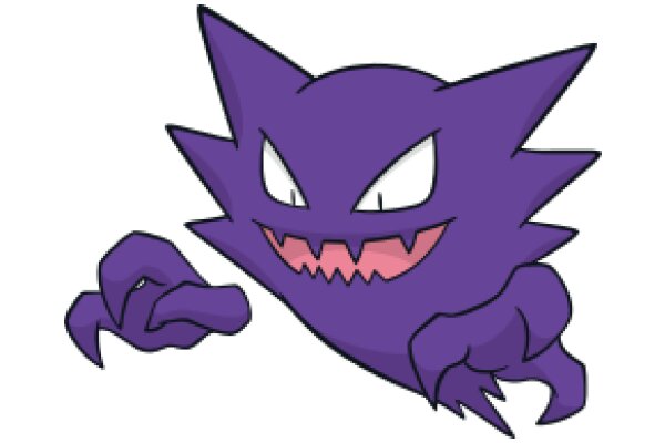 Vivid Purple Ghost Pokémon with Mouth Open, Illustrated in Cartoon Style