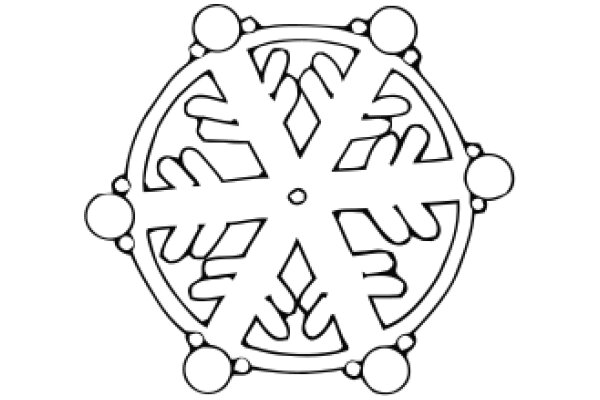 Stylized Snowflake Design with Circles and Curves