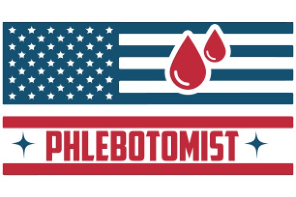 American Flag with Blood Drops and the Word 'Phlebotomist'