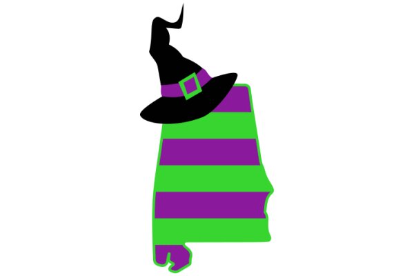 A Whimsical Halloween Icon: A Purple Wizard's Hat atop a Green Striped Cone