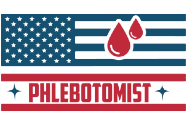 A Striped American Flag with a Blood Drop and the Word 'Phlebotomist'