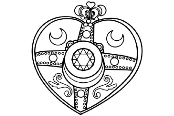 Stylized Heart Design with Symbolic Elements