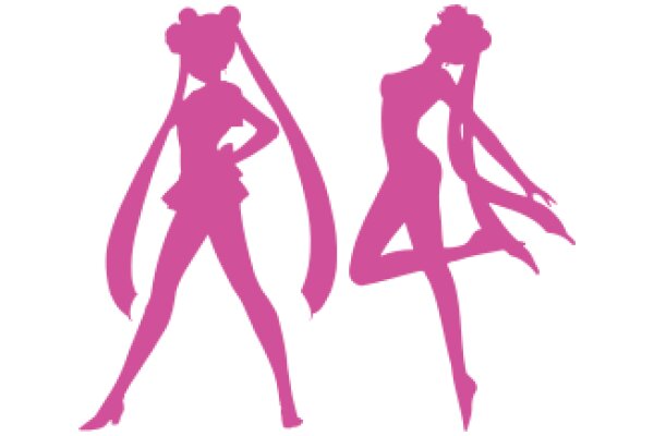 Stylized Silhouettes of Two Anime Characters