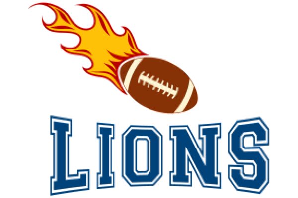 Lions Football Team Logo with Flames