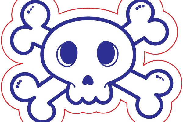 A Playful Skull Sticker with a Twist of Blue