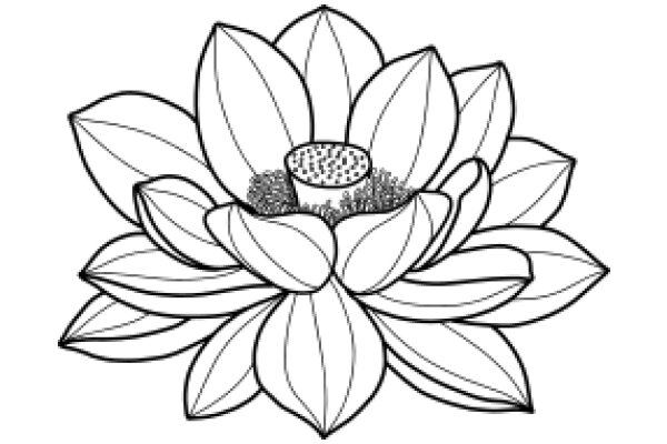 Stylized Lotus Flower with Detailed Petals and Center