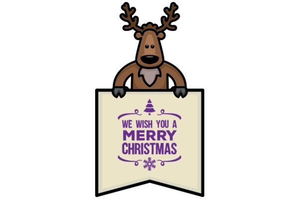 Merry Christmas Greeting Card with a Reindeer Mascot