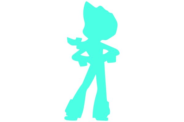 Stylized Blue Silhouette of a Humanoid Figure with a Gun