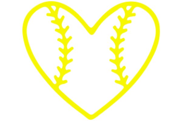 Vibrant Yellow Baseball Heart Emblem