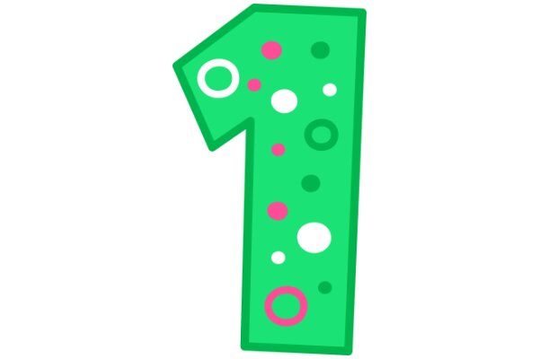 Vibrant Number One Illustration with Pink and Green Circles