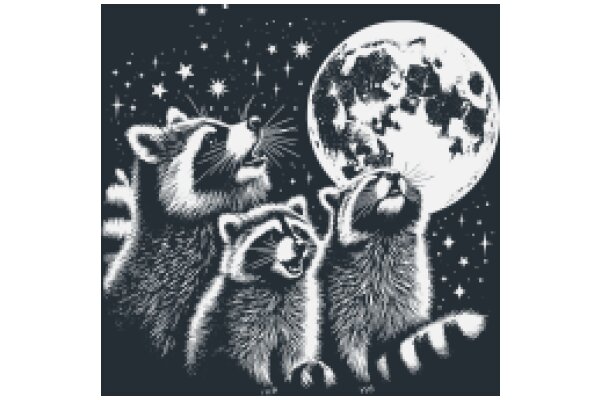 Moonlit Adventure: A Nighttime Tale of Raccoons and Stars