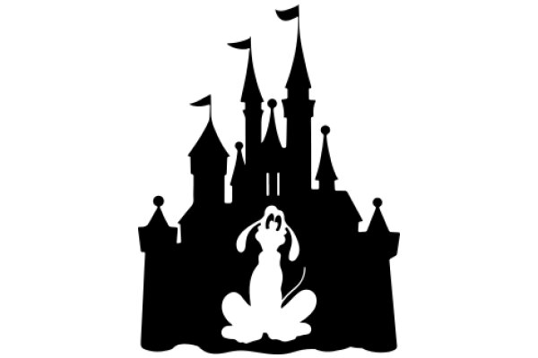 A Silhouette of a Castle and a Bunny, with Flags and Towers