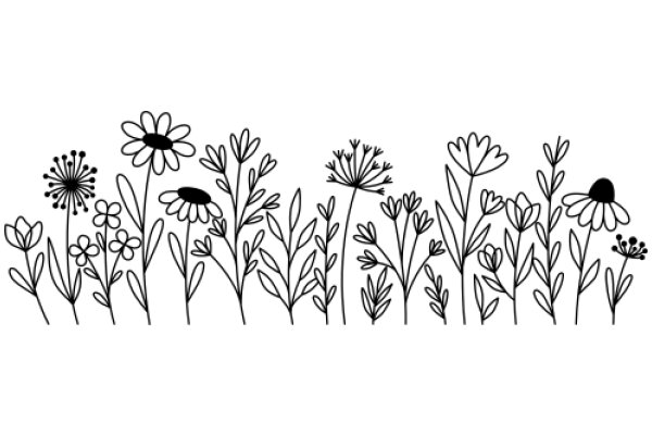 Floral Illustration: A Collection of Daisies, Flowers, and Plants