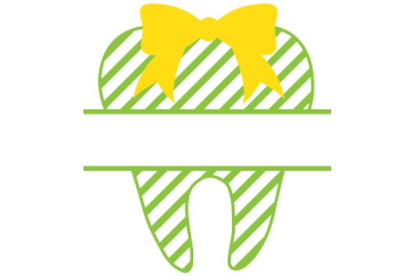 A Stylized Illustration of a Yellow Bow on a Green Striped Surface