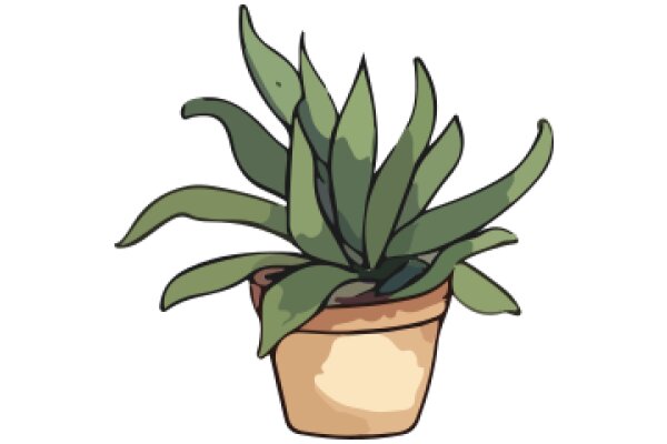 A Digital Illustration of a Potted Plant with Green Leaves