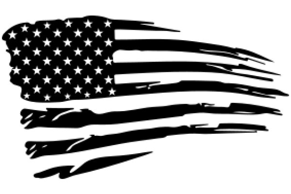 Stylized American Flag with Black Silhouette Design