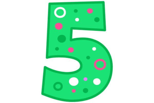 Vibrant Number Five Illustration with Pink and Green Details