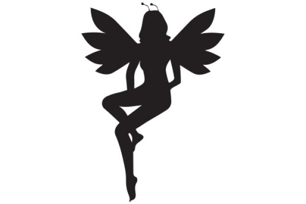 Silhouette of a Winged Figure with Antennae