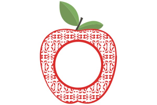 Vibrant Apple with a Red Ring and Green Leaf