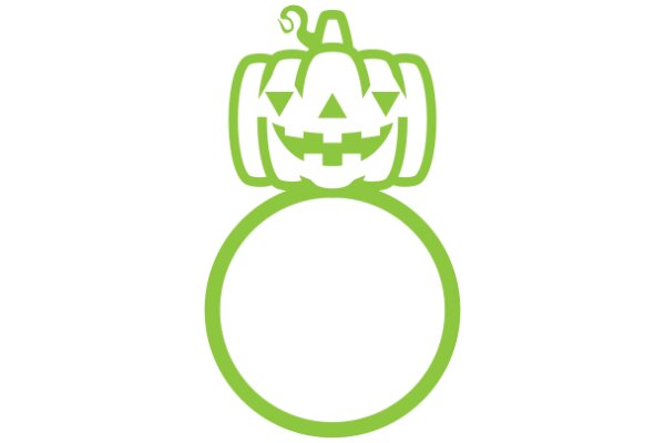 Halloween-themed logo with a green circle and a smiling pumpkin face.