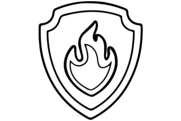 Stylized Fire Symbol within a Shield Emblem