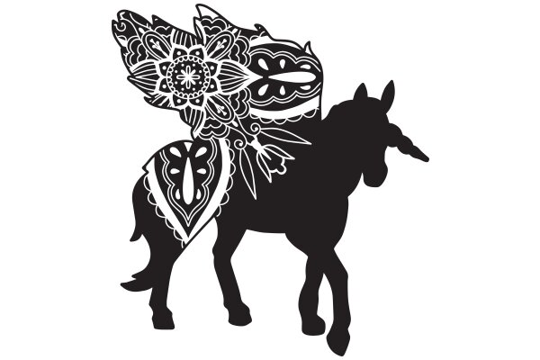 Stylized Horse and Butterfly Silhouette