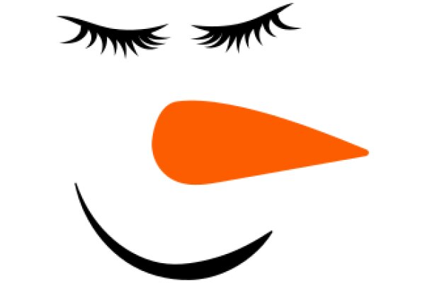 A Whimsical Smile with Eyelashes and an Orange Nose