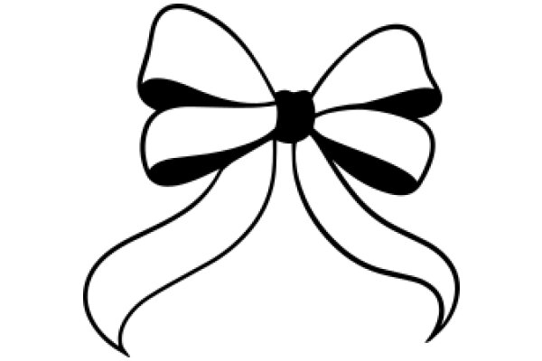 Stylized Black Bow on White Background