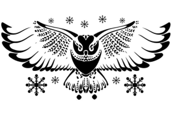 Stylized Eagle Design with Snowflakes and Circles