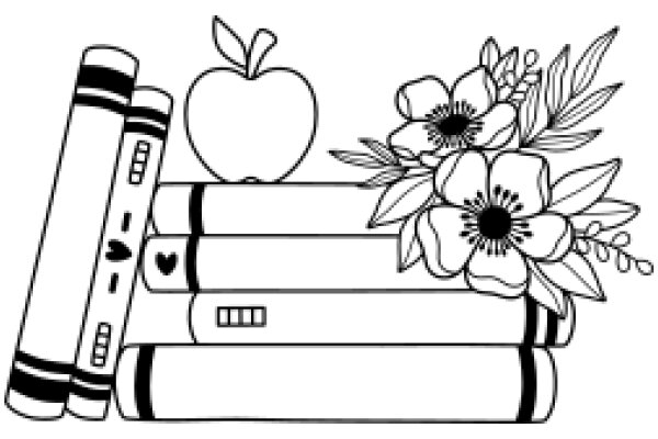 A Whimsical Scene of Books and Flowers