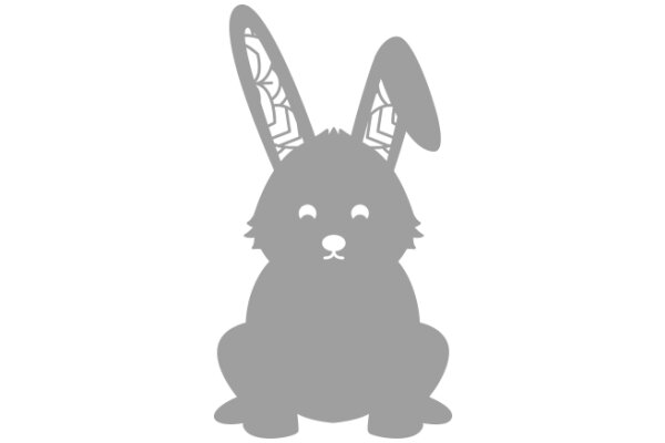 A Gray Silhouette of a Bunny with Large Ears