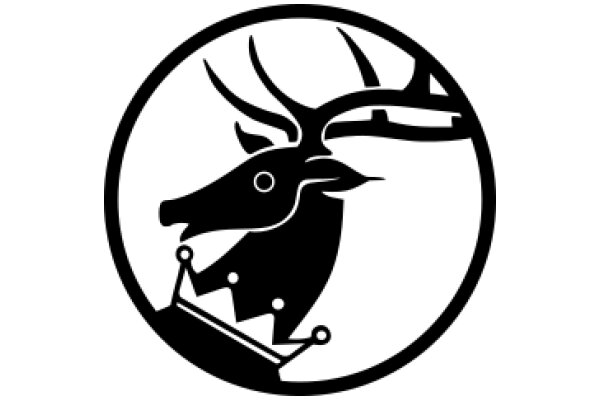 Stylized Logo of a Deer's Head with Antlers and a Crown