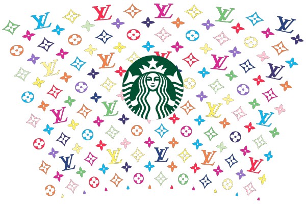 Vibrant Starburst Pattern with a Central Starbucks Logo