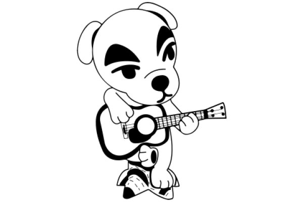 A Playful Puppy with a Guitar, Ready to Rock!