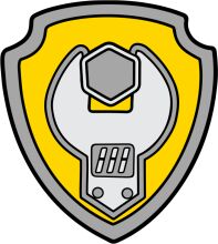 Protective Gear Icon: A Shield with a Wrench Inside, Representing Safety and Maintenance