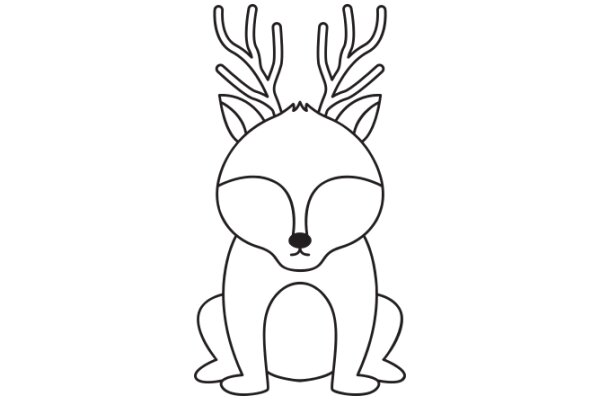 A Whimsical Line Drawing of a Stylized Deer