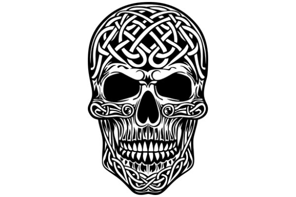 Stylized Skull with Intricate Celtic Knot Design