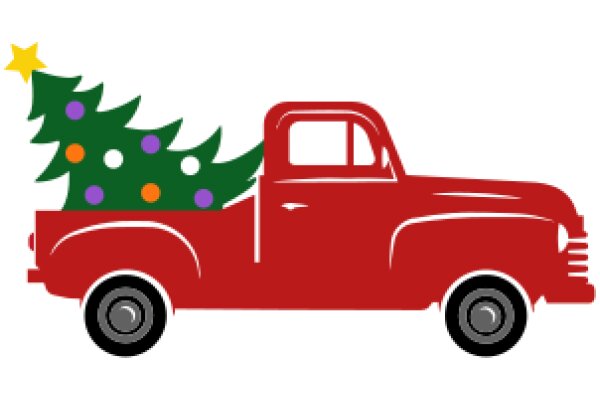 Holiday Cheer: A Red Truck with a Christmas Tree on Top