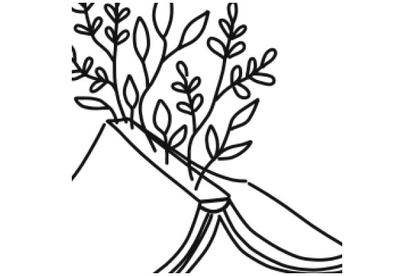 Stylized Line Drawing of a Plant with Bananas