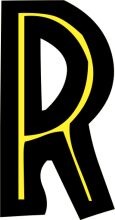 Stylized Letter 'R' with a Yellow Outline