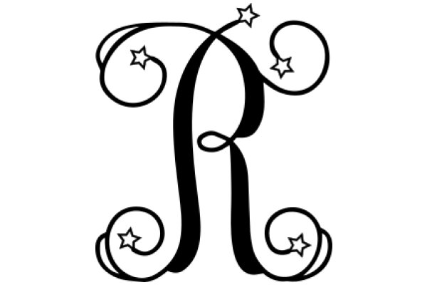 Stylized Letter R with Star Decorations